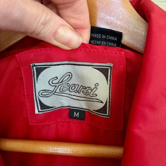 LEARSI red vintage PVC faux leather bomber jacket women’s sz M lightweight EUC - Picture 14 of 15